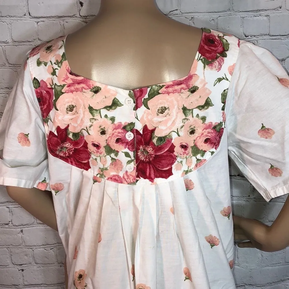 Vintage Rose Print 50s Style Housedress Possibly Handmade Bib Collar M/L? Size undefined - Image 7