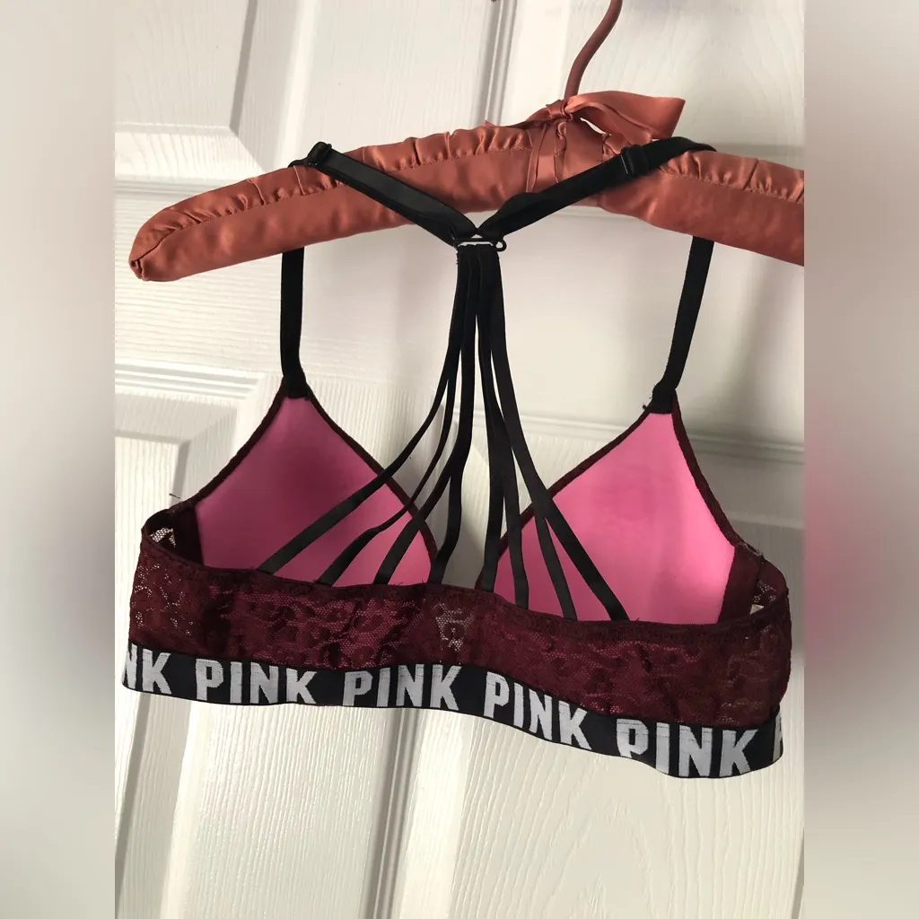 PINK Victoria's Secret Strappy mesh push up Bra size 32B front buckle closure - Image 9