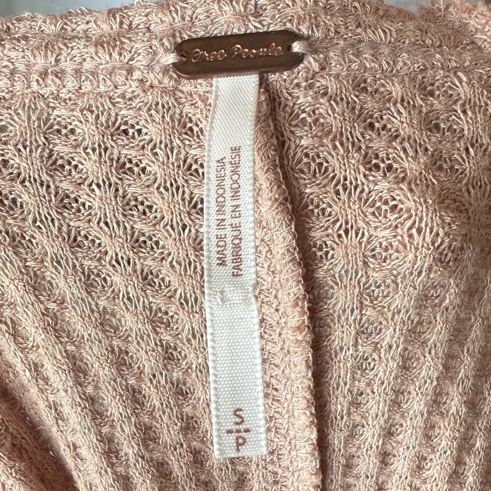 Sz Small Free People Soft Pink Blush Ventura Waffle Knit Thermal Long Sleeve - Image 4
