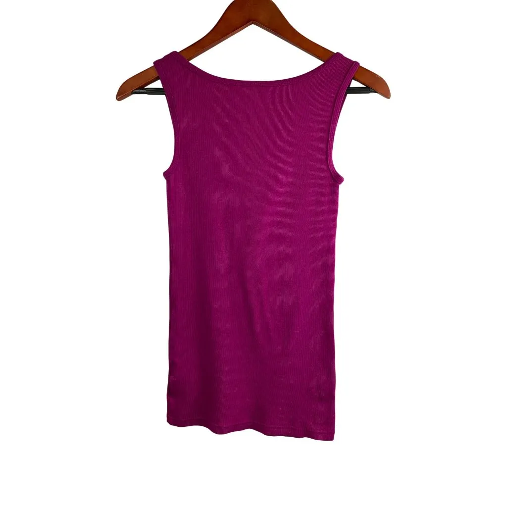 Faded Glory Womens Ribbed Fuchsia Tank Top S 97% Cotton 3% Spandex - Image 2
