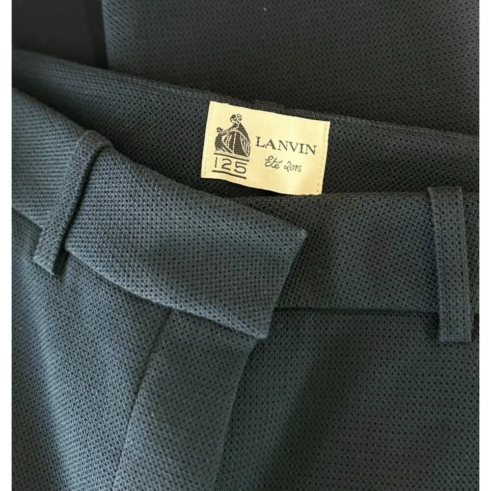 Lanvin Womens Pants Blue Straight Mid Rise Ankle Slacks Trouser Stretch Size 28 - Image 3
