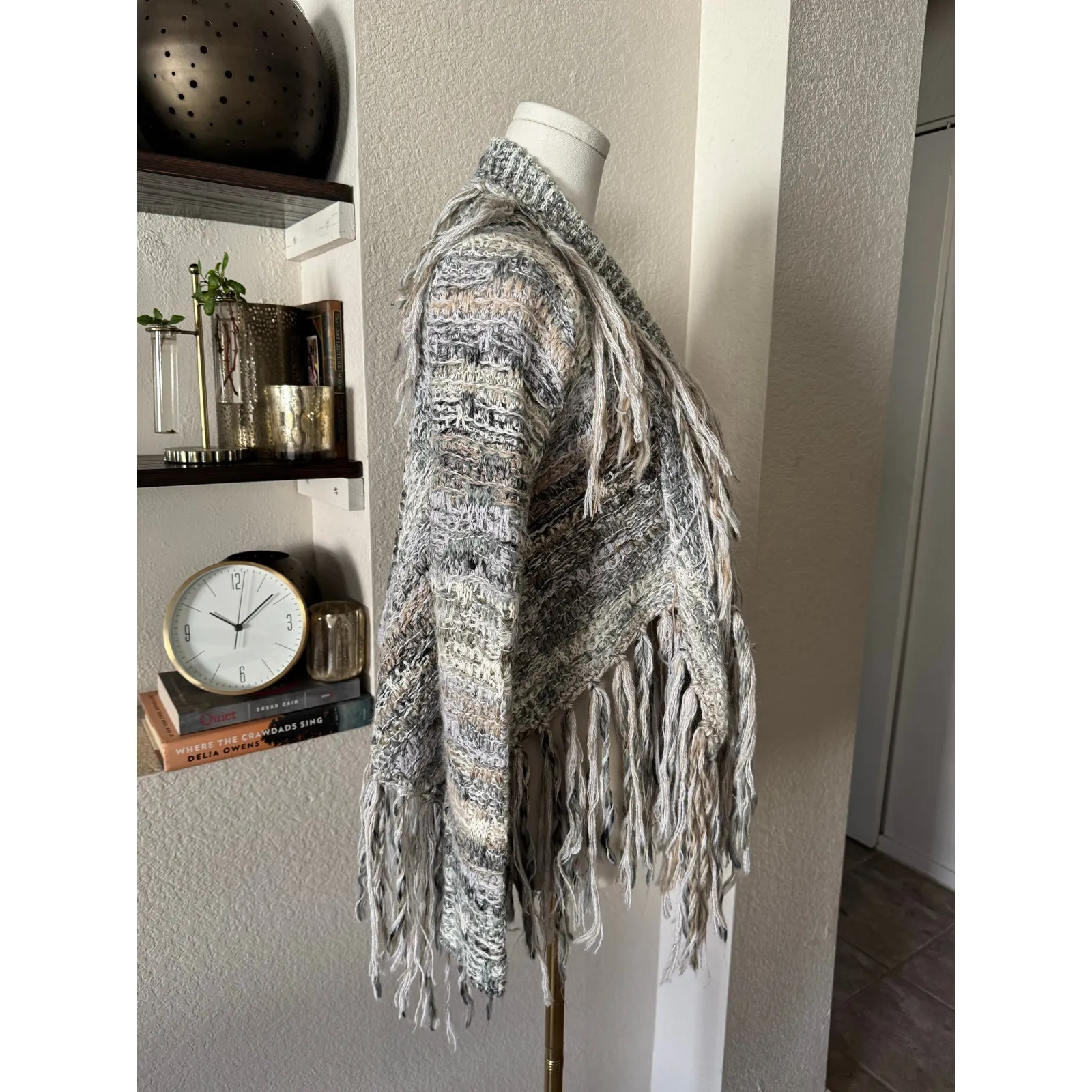 Free People Fringe Light Neutral Combo Cardigan XS - Image 4