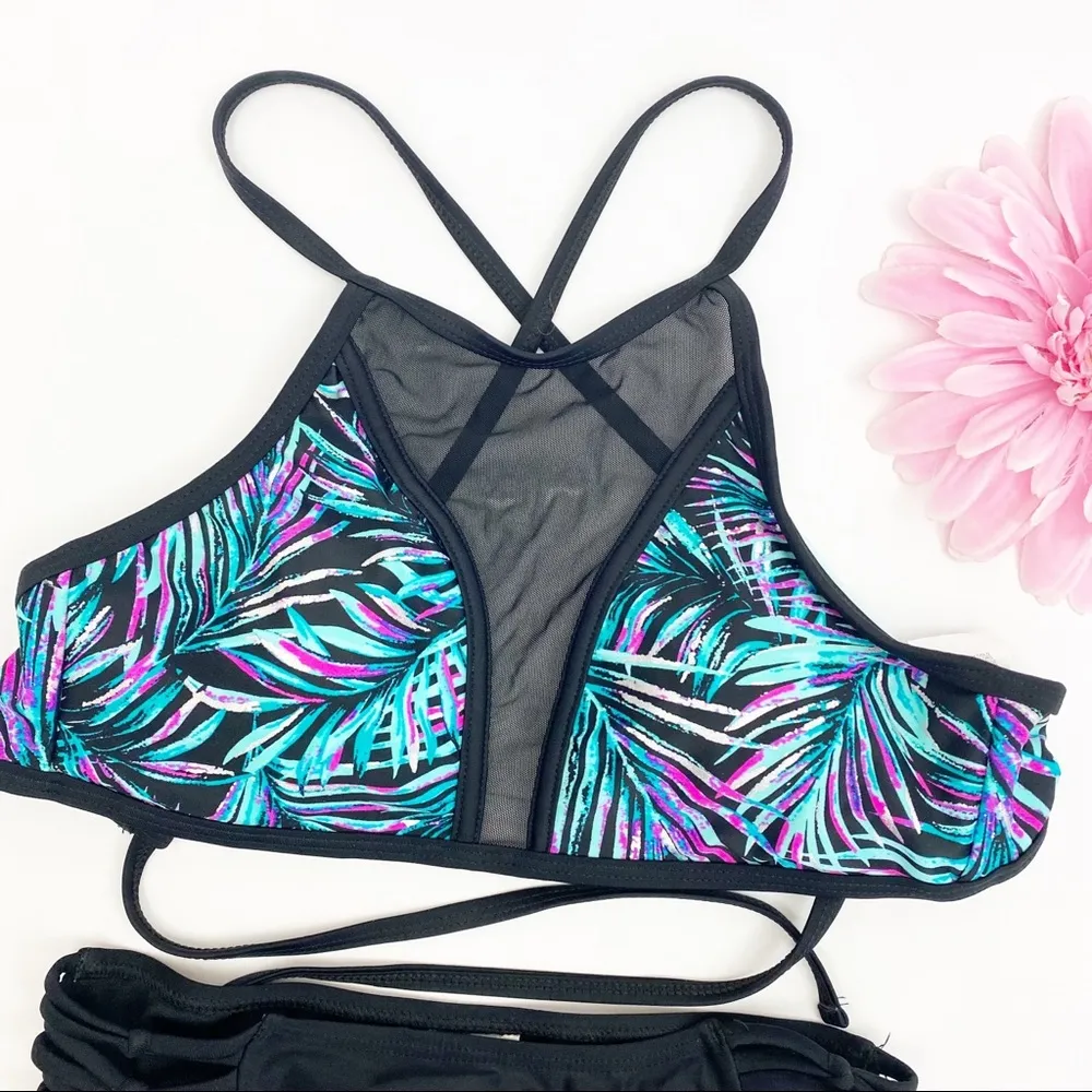 Island Soul Tropical Palm Leaf High Waisted Bikini - Image 3