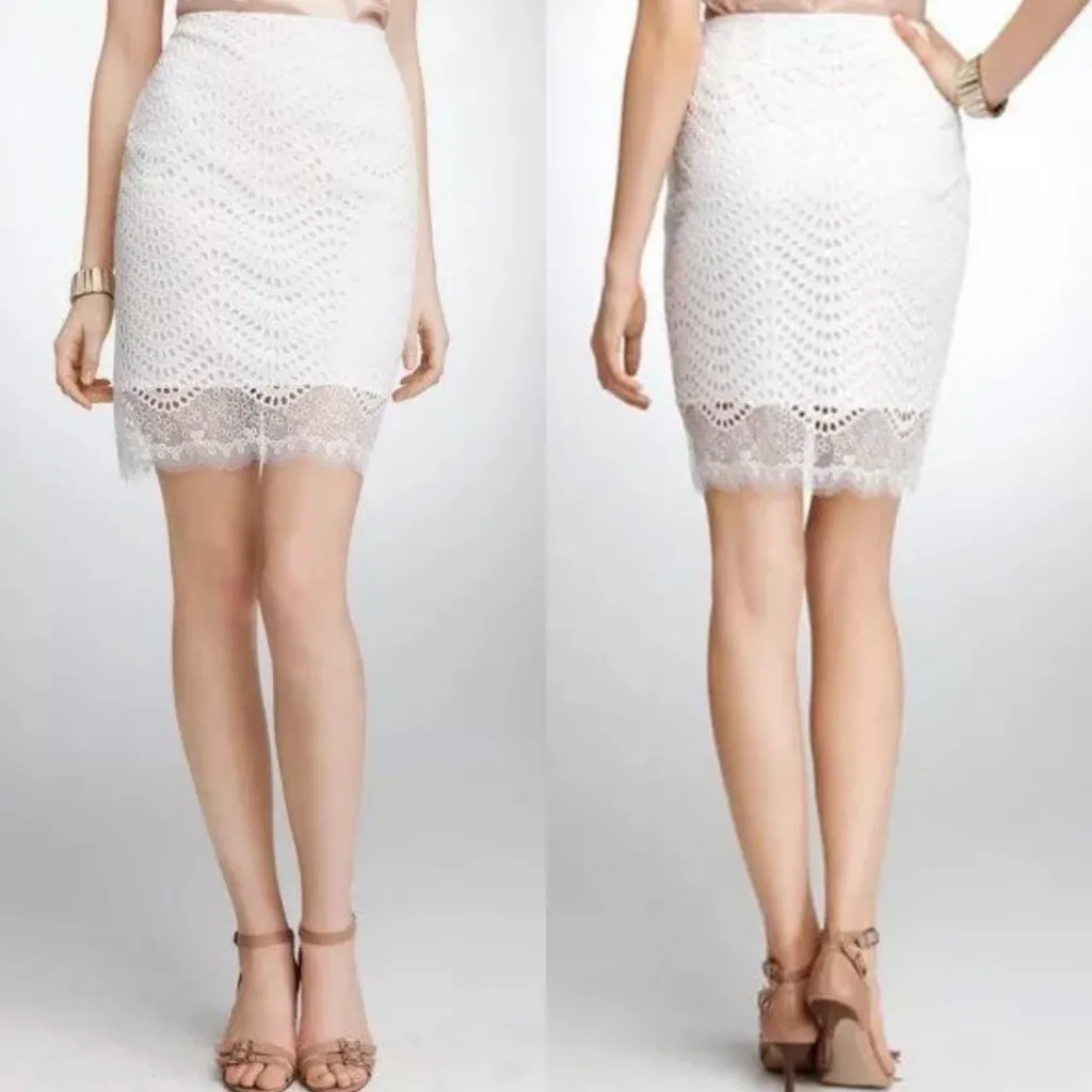 Ann Taylor Eyelet Lace Overlay White Mini Skirt - Image 7