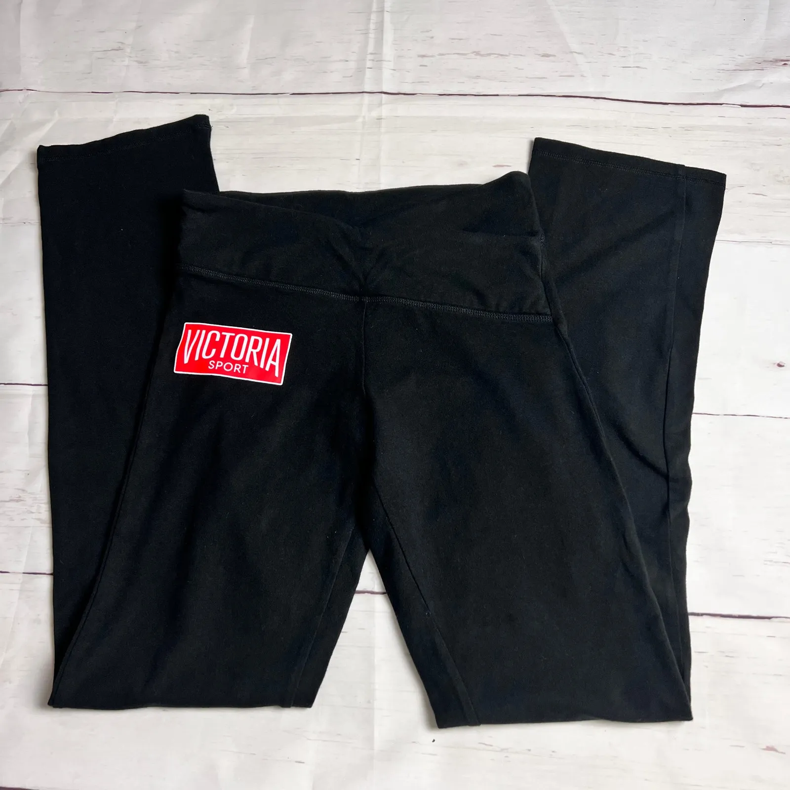 Victoria Sport Women's Athletic Bootcut Style Cross Band Waist Leggings Sz S - Image 7