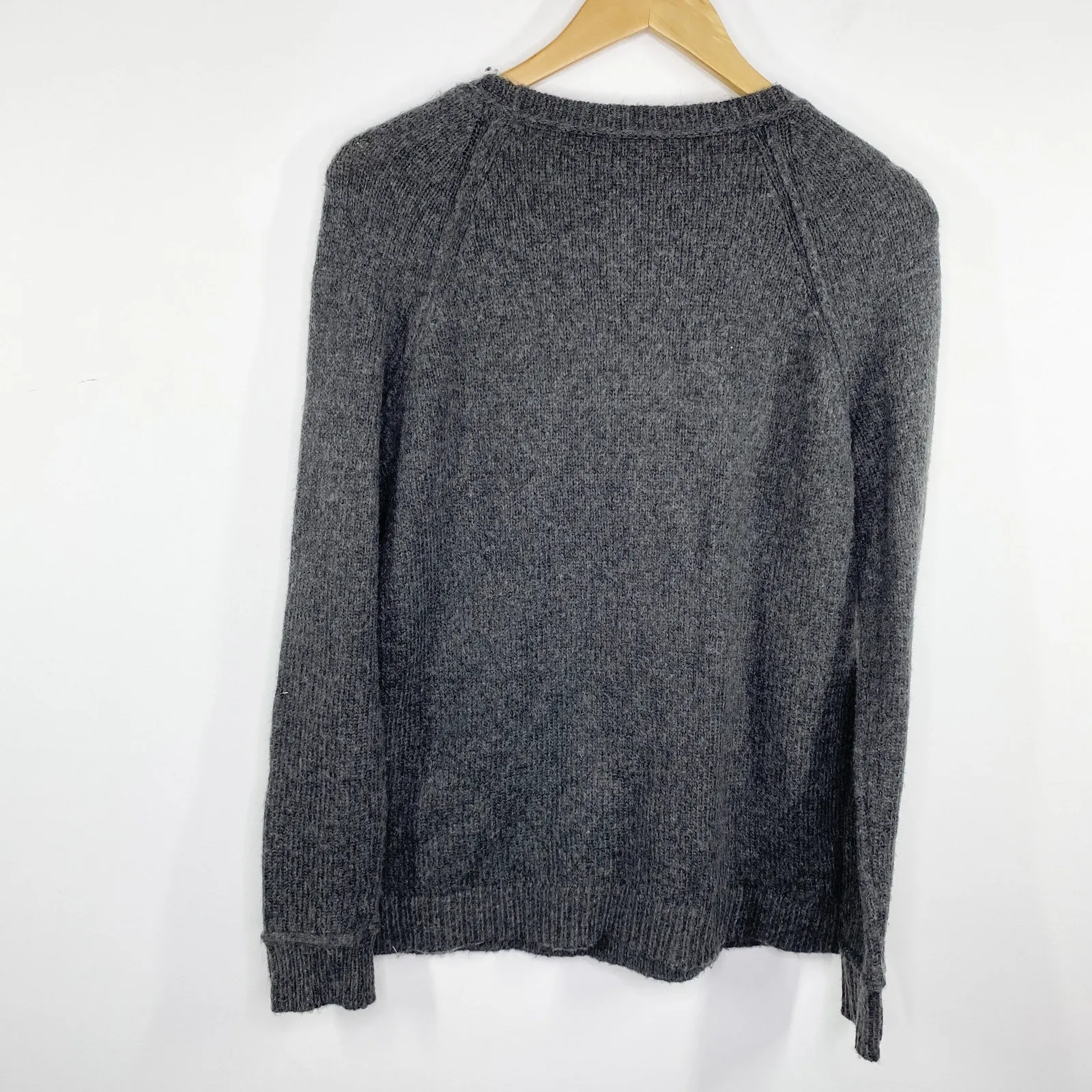 LOFT Glam Up Heather Grey Peach Detail Crewneck Sweater Women's Size Small S - Image 3