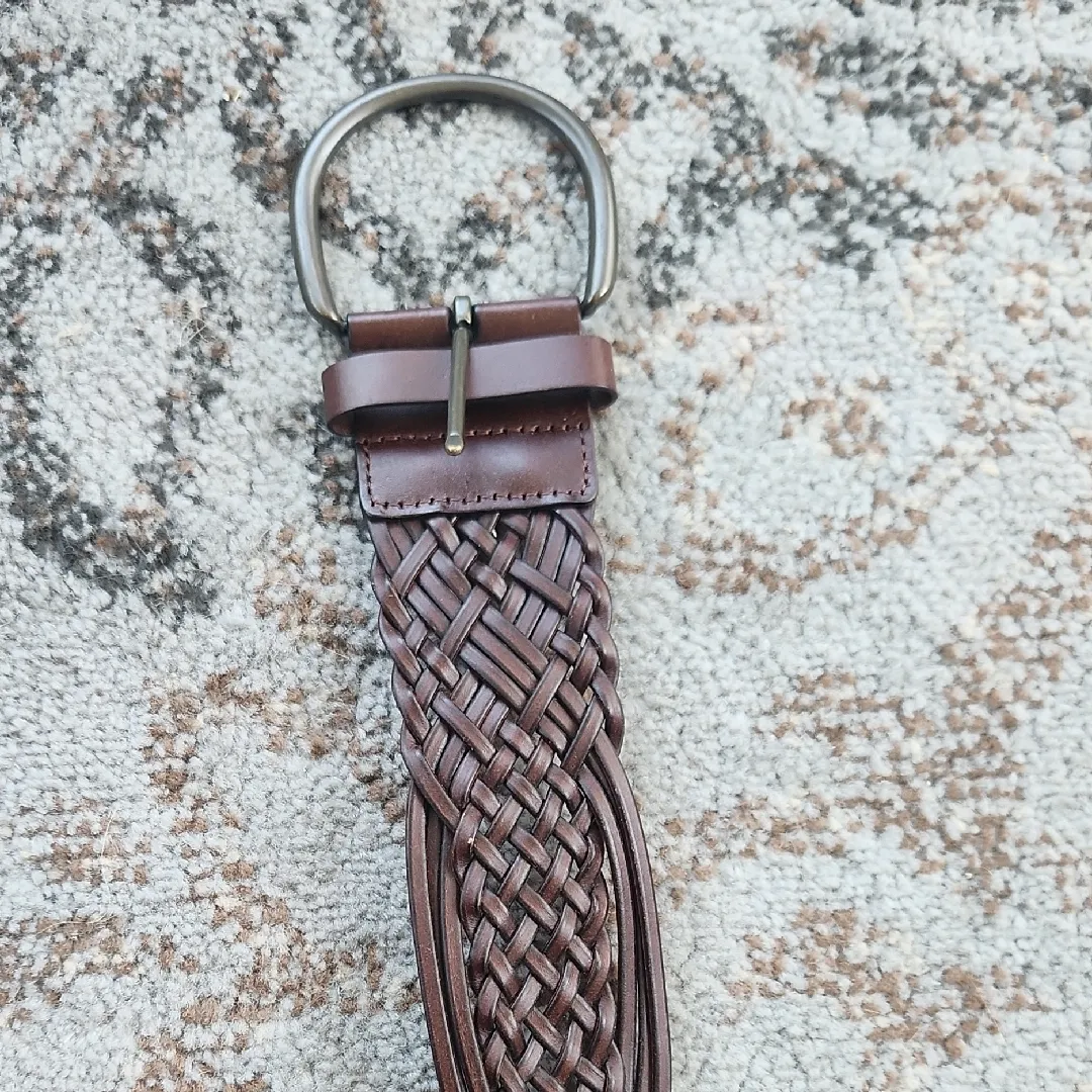 Braided Leather Belt Brown XL - Image 3