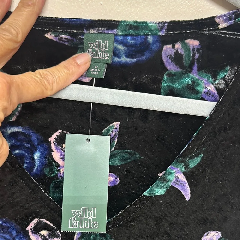 Wild Fable Black and Blue Floral Mini Dress great with pair leggings - Image 2