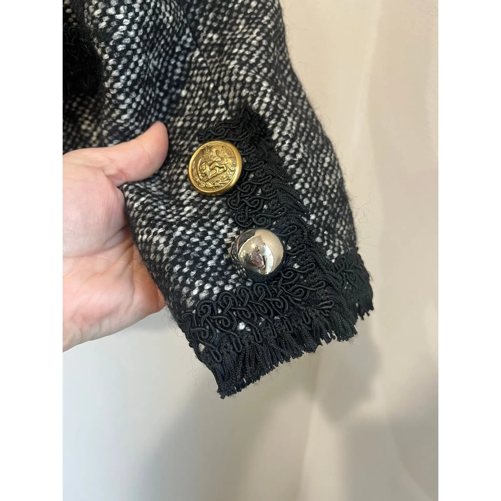 Dolce & Gabbana Black White Tweed Cropped Jacket Designer Blazer IT42 US6 - Image 5