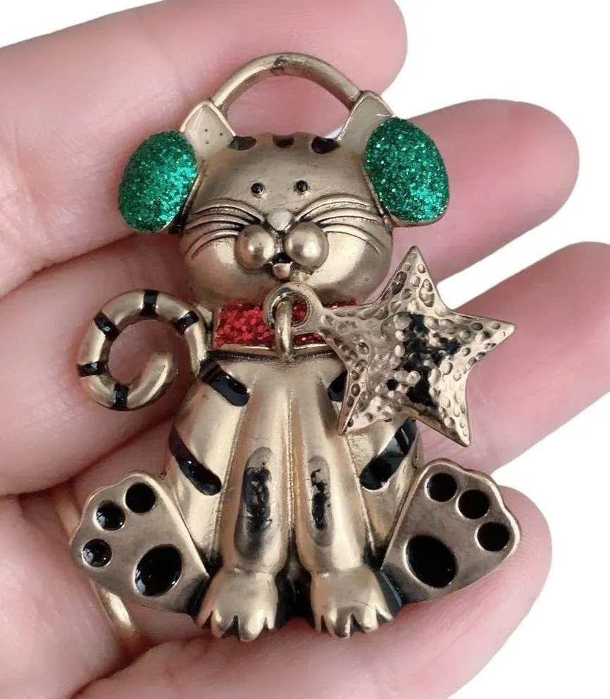 Holiday Cat with Earmuffs Crazy Cat Lady Pin Brooch - Image 4