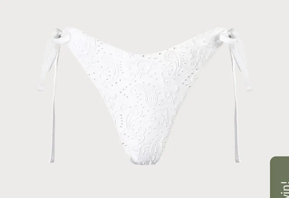 Berlook Textured Tie Bikini Bottom ONLY 48 White - Image 8