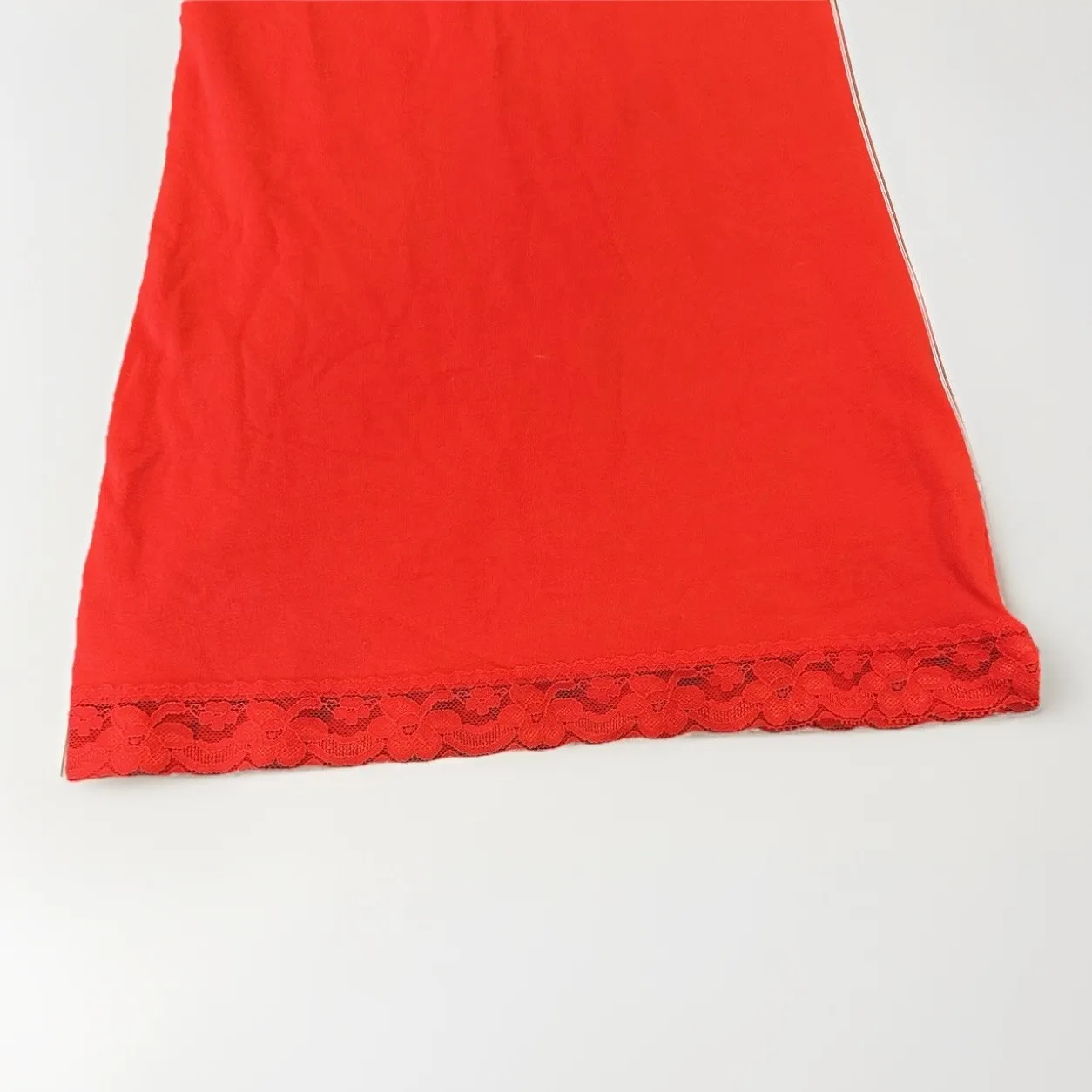 Y2K Layering Red Cami Tank Top Womens Medium 7 9 Lace Trim Shelf Bra‎ Cotton - Image 3