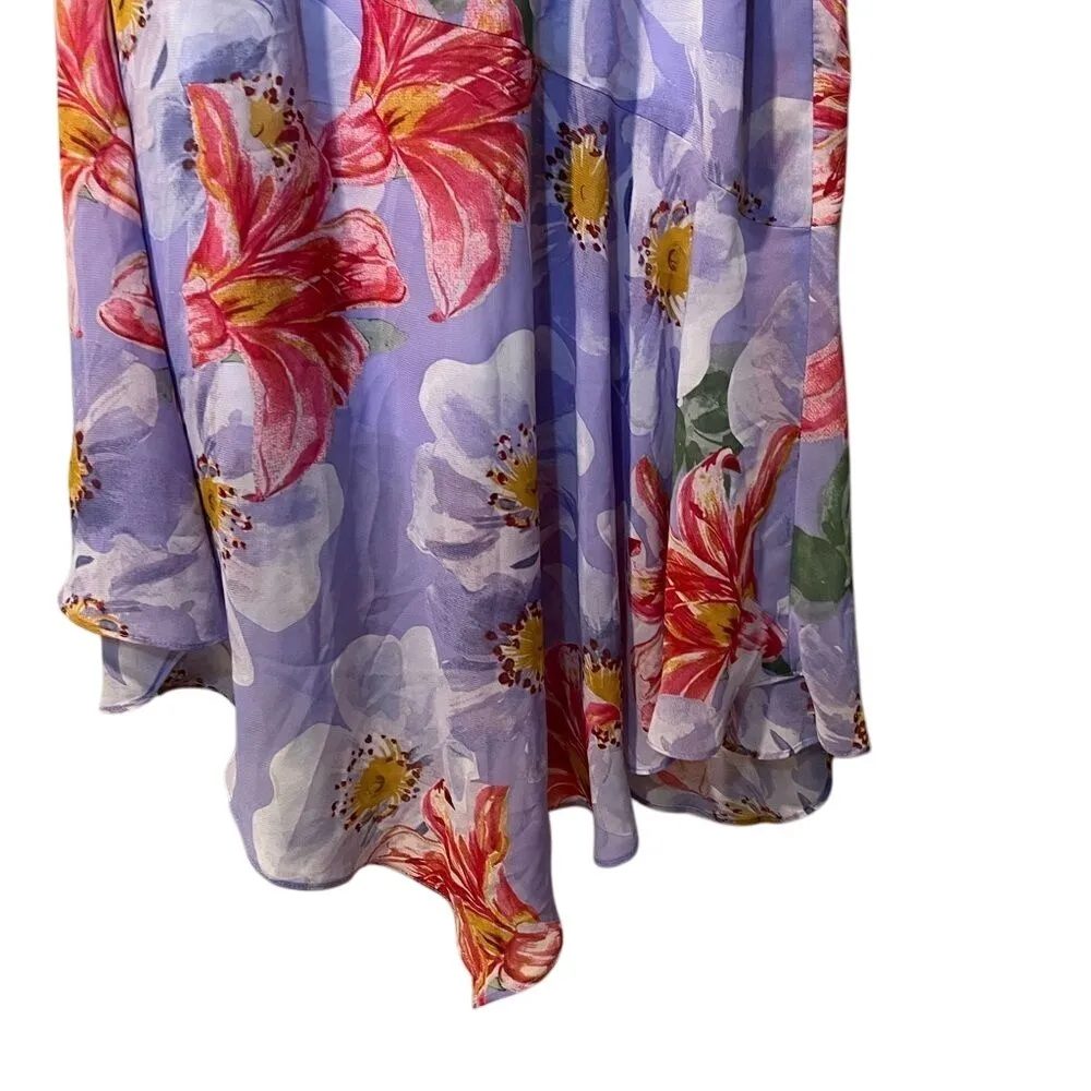 Floral‎ One Shoulder Dress Lavender Pink White Flowers Party Cocktail - Image 9