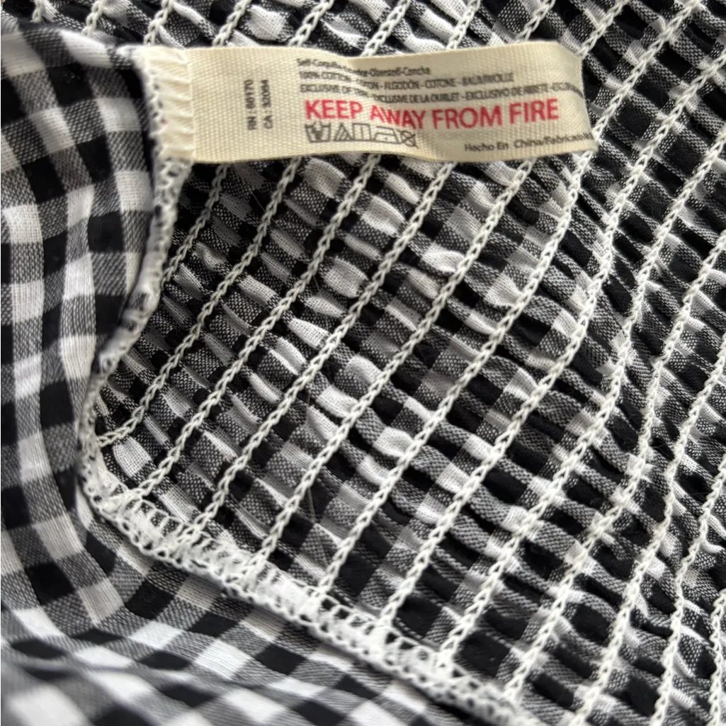 Intimately Free People Cassie Gingham Ruffle Bodysuit L Black White 100% Cotton - Image 10