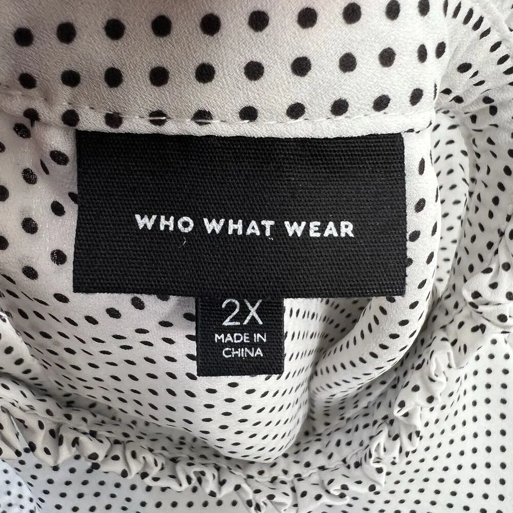 Who What Wear 2X Blouse Top Sleeveless High Neck Polka Dot Ruffle Keyhole Womens - Image 2