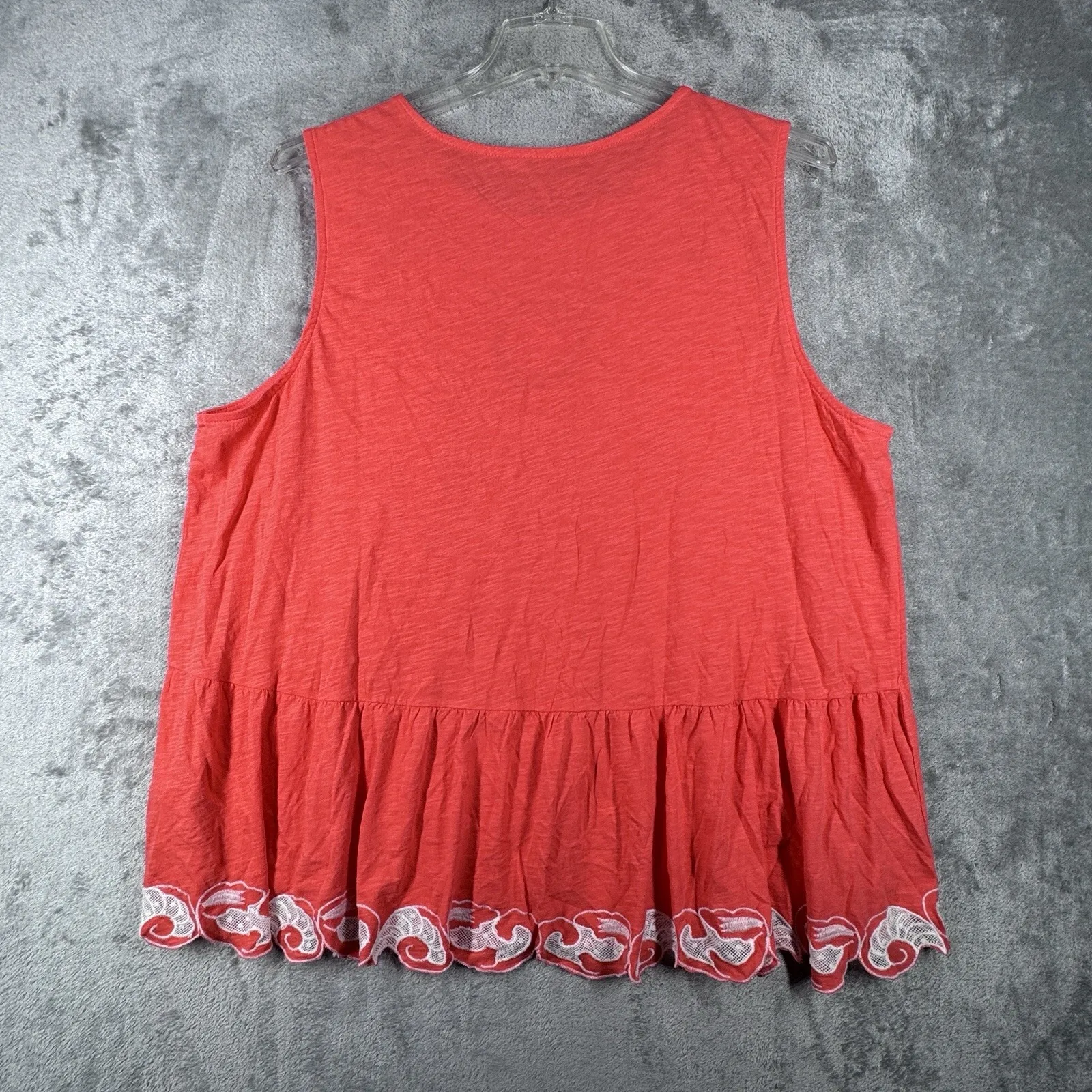 Soft Surroundings Tank Top‎ Embroidered Sleeveless Casual Orange White Womens XS - Image 3