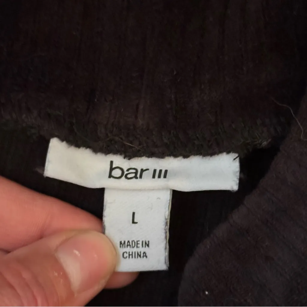 Bar III Black Corduroy Ribbed Velvet Turtleneck Pullover Sweater Size Large - Image 6