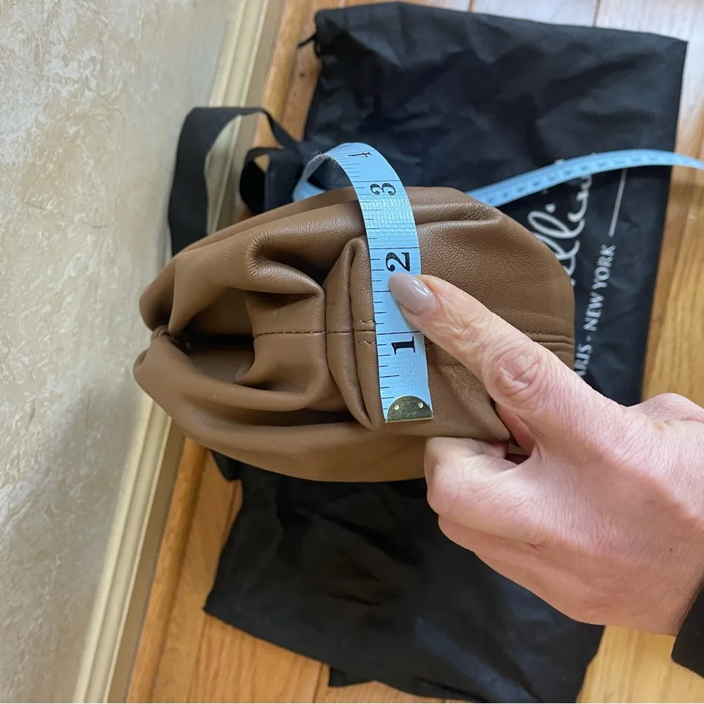 Anna Morellini Luna leather pouch bag with detached chain strap Italy Tan - Image 11