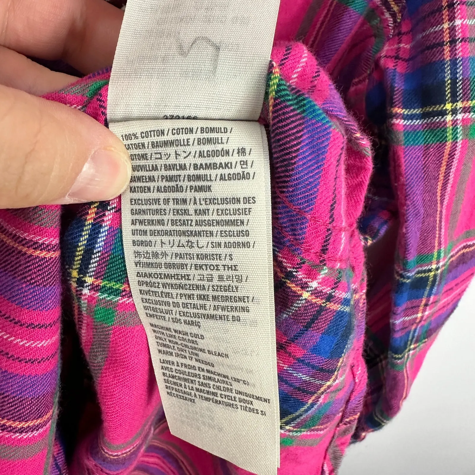 Hollister S Pink Plaid Flannel Button Shirt Y2K Preppy Grunge‎ Coastal Cowgirl - Image 4