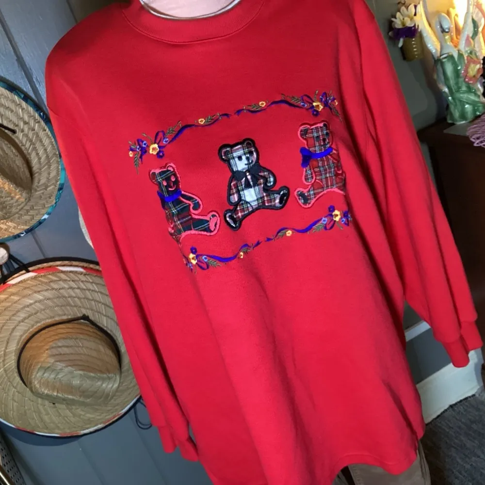 Vintage Plaid Teddy Bears Alfred Dunner XL Sweatshirt - Image 6