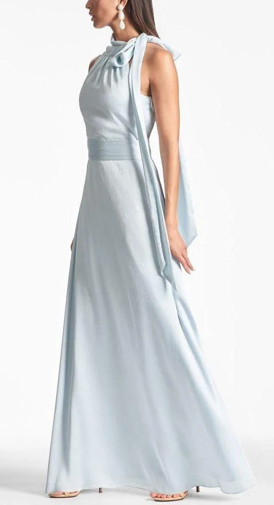 Sachin & Babi Kayla Tie Neck Maxi Crinkle Dress, Ice Blue - Image 2