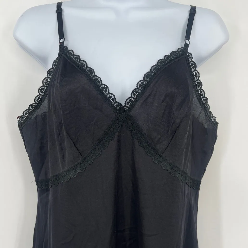 Vtg 1970s Sears Doesn't Slip Dress Sz L Whimsigoth Lace Festival Grunge Babydoll Black Size L - Image 2