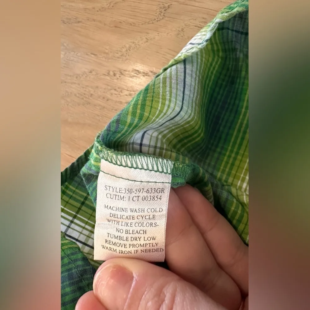 Roper women's plaid pearl snap long sleeve plaid green shirt size small - Image 5