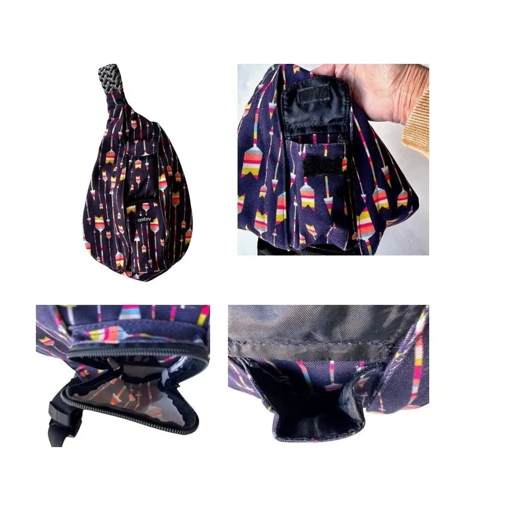 Ambry Nora Sling Bag Crossbody Hiking Backpack Arrow Print Tribal Laptop… Black - Image 8
