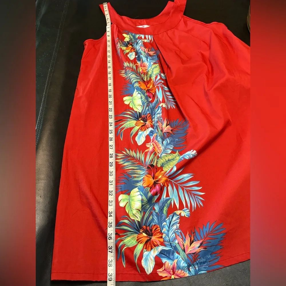 Hawaii hangover 100% cotton sleeveless Tropical Floral Red Midi Dress 2XL NWT Size 2X - Image 12