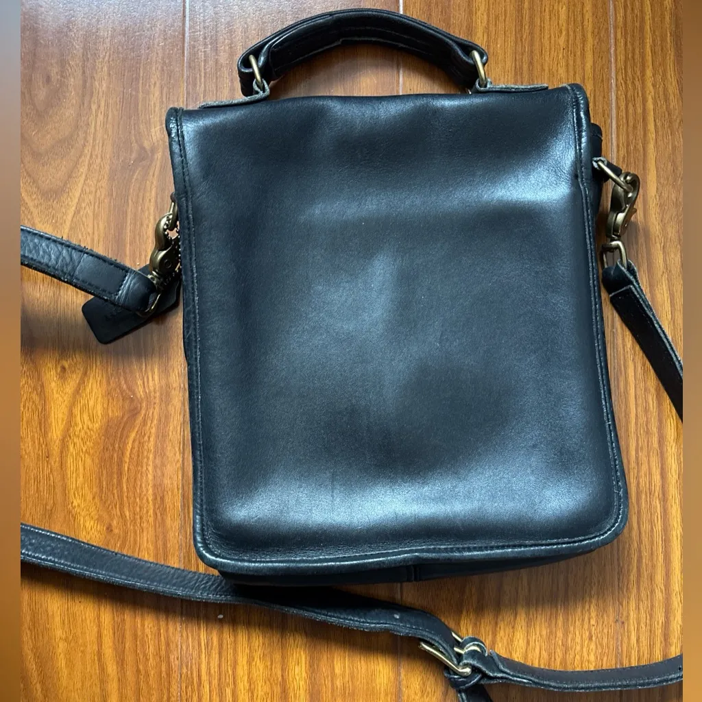 Coach Vintage Black Leather Top Handle 5130 Station Crossbody Bag - Image 9