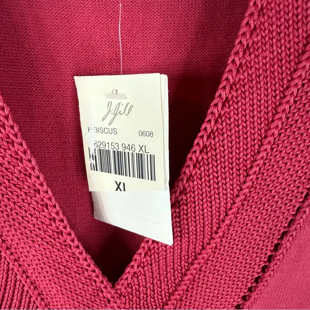 NWT J.Jill Size XL One Button Knit‎ Red Vest Stretch Career Office Wear Preppy - Image 3