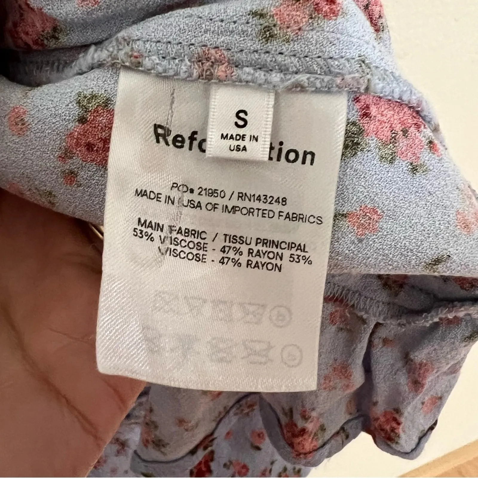 Reformation Bristol blue floral mini dress puff sleeves in petunia SIZE SMALL - Image 5