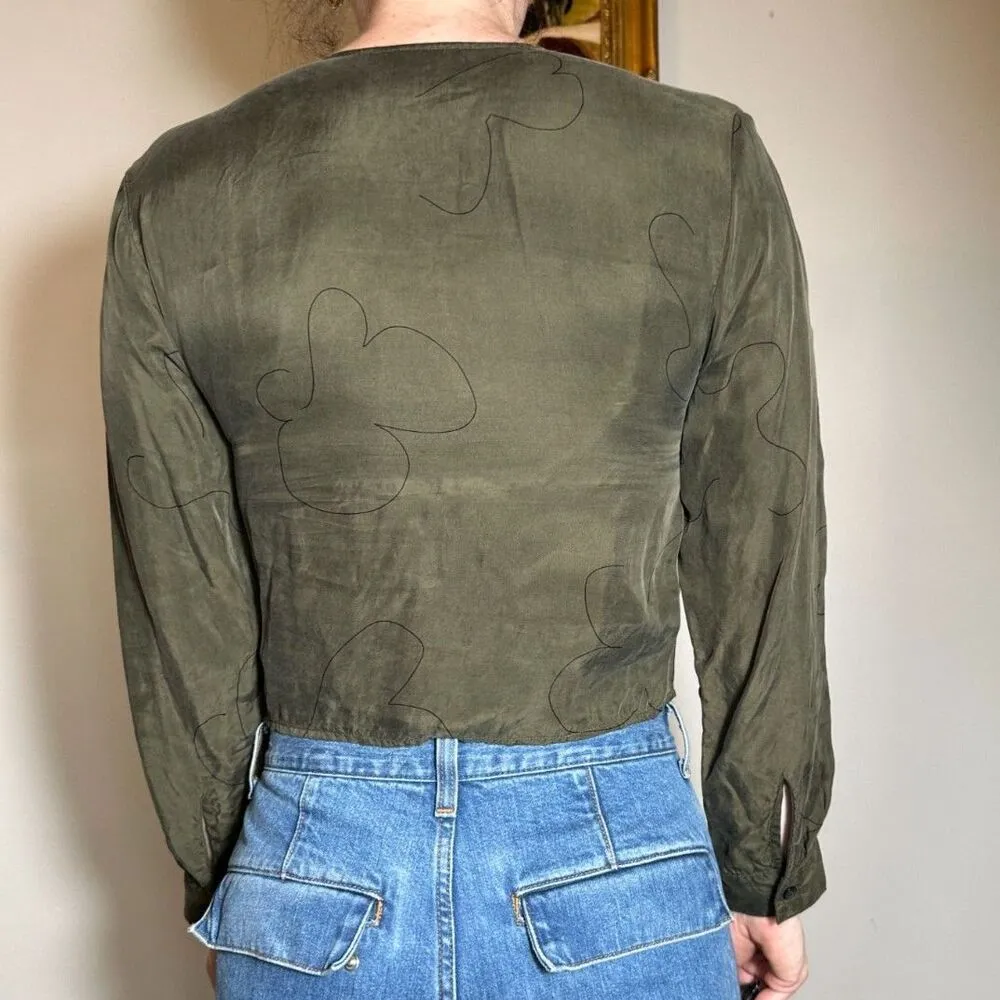 Madewell Brushed Ruched-Front Top Olive Green Size 2 - Image 4