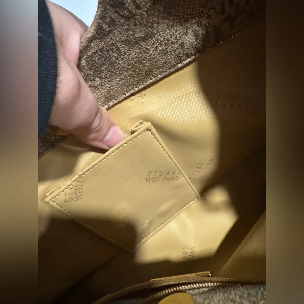 Stuart Weitzman Brown Satchel with Wooden Handles - Image 7