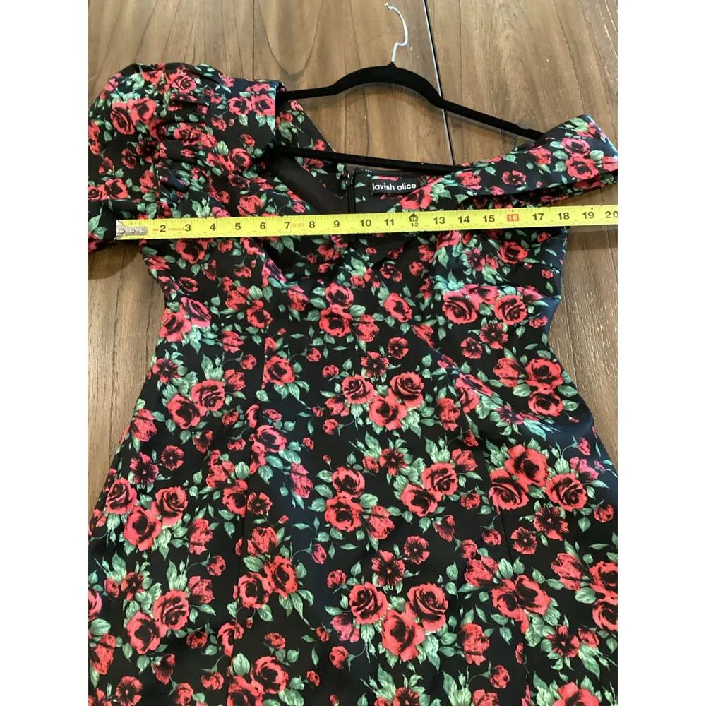 Lavish Alice Rosie Connolly Rose floral Print Statement Shoulder Mini Dress 10 - Image 7