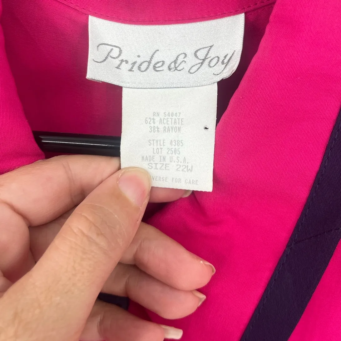 Vtg 90s Pride & Joy Button Womens Top 22W Equestrian Preppy Heritage Gold Bit 80 Pink - Image 9