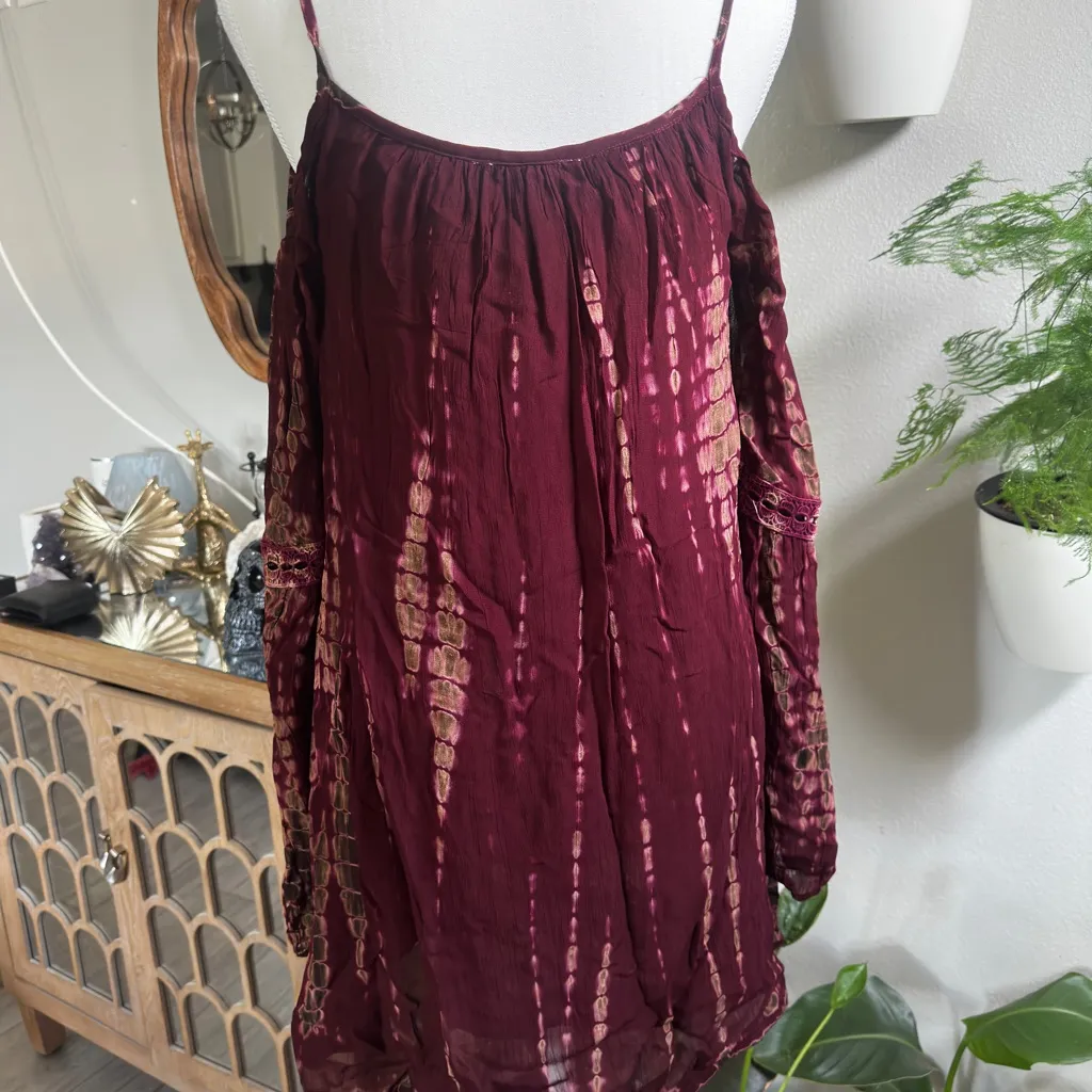Boho Tie-Dye Cold Shoulder Dress - Patrons of Peace (XS) - Image 3