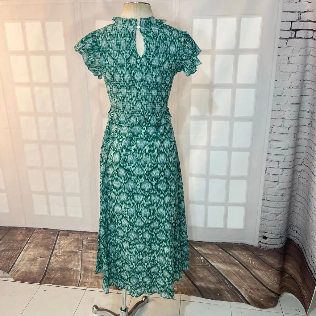 Olivia James The Label Green Dreamscape Pine Ruffles Smocked Lila Dress Small - Image 6