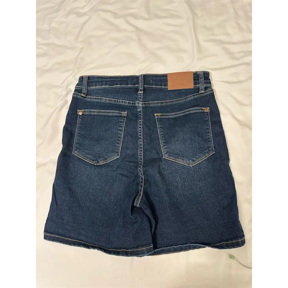Judy Blue Women's Bermuda Denim Shorts Blue Size L Casual Summer - Image 2
