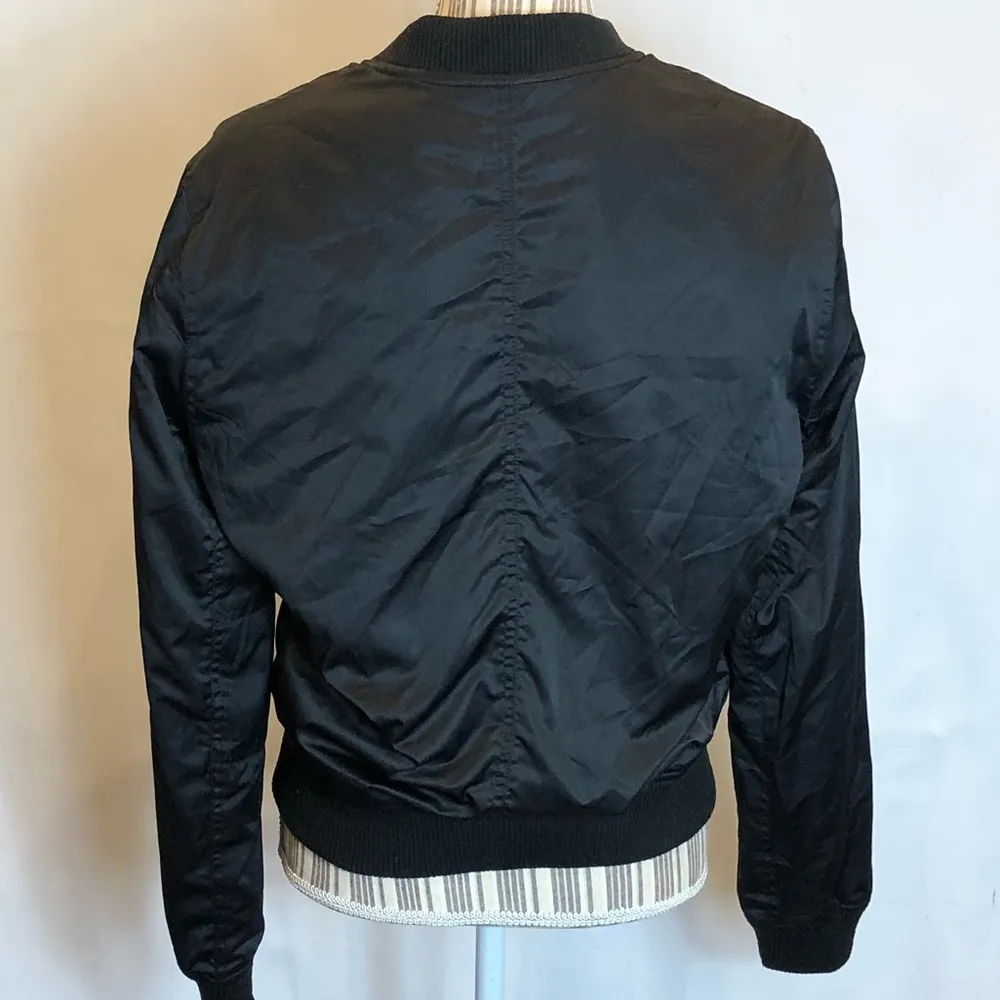 American Eagle black floral embroidered bomber - Image 3