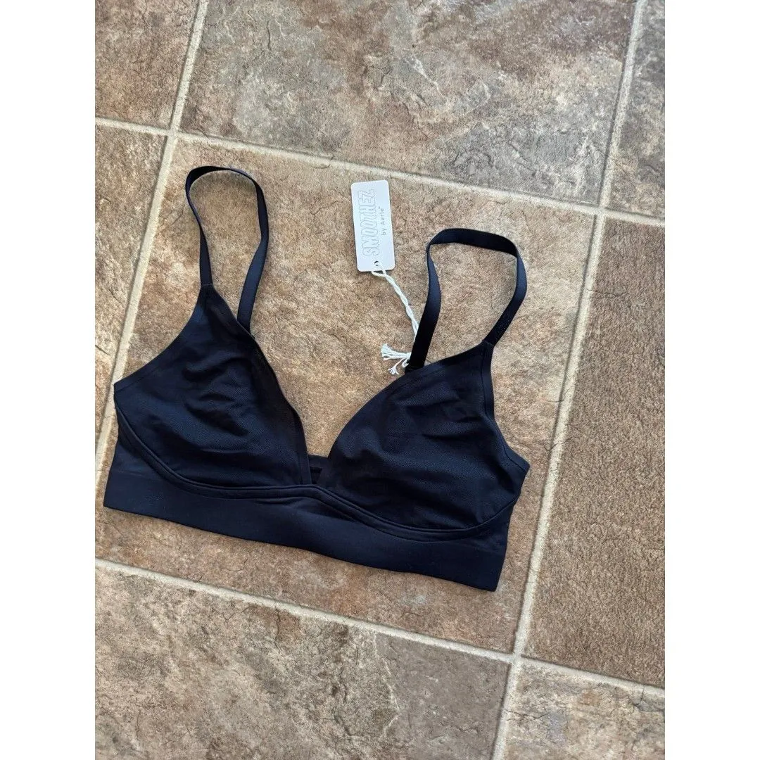 Aerie SMOOTHEZ Mesh Bralette True Black Size Small - Image 3