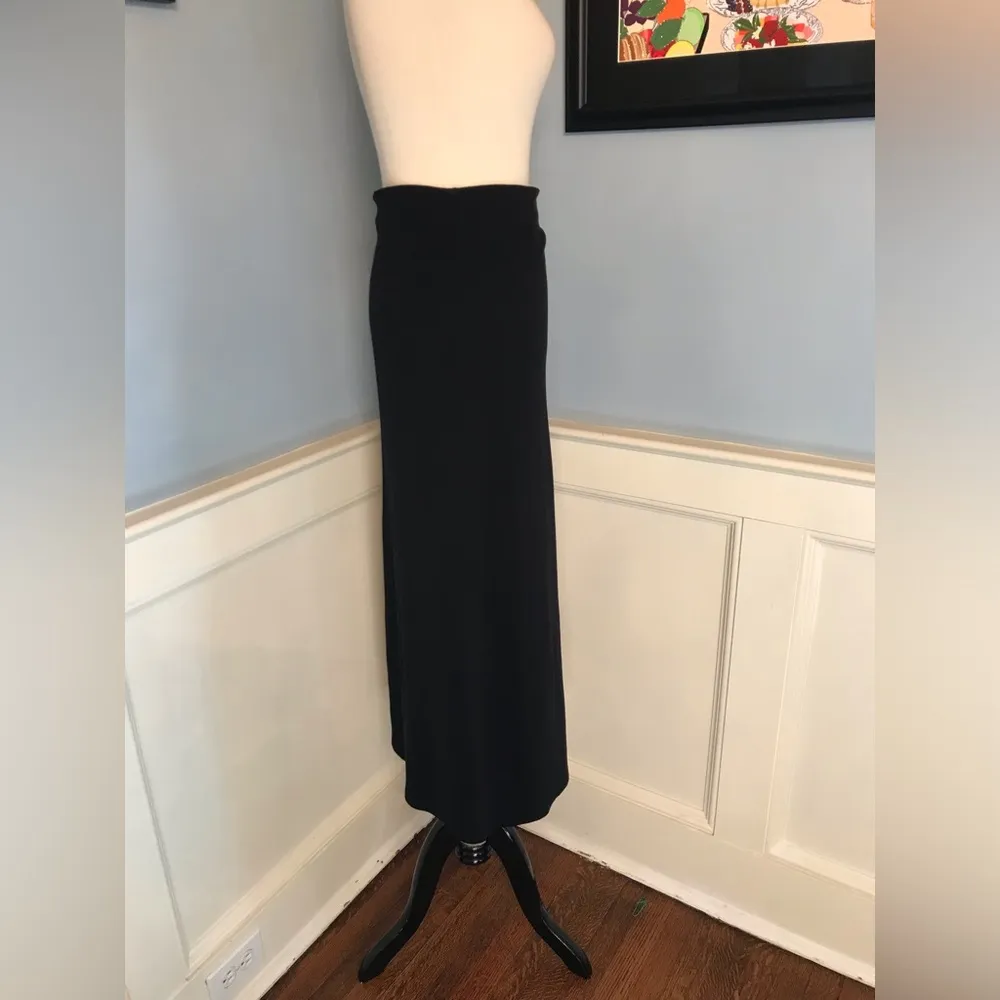 Vintage 90s Black A Line Maxi Skirt Sz M Size M - Image 2