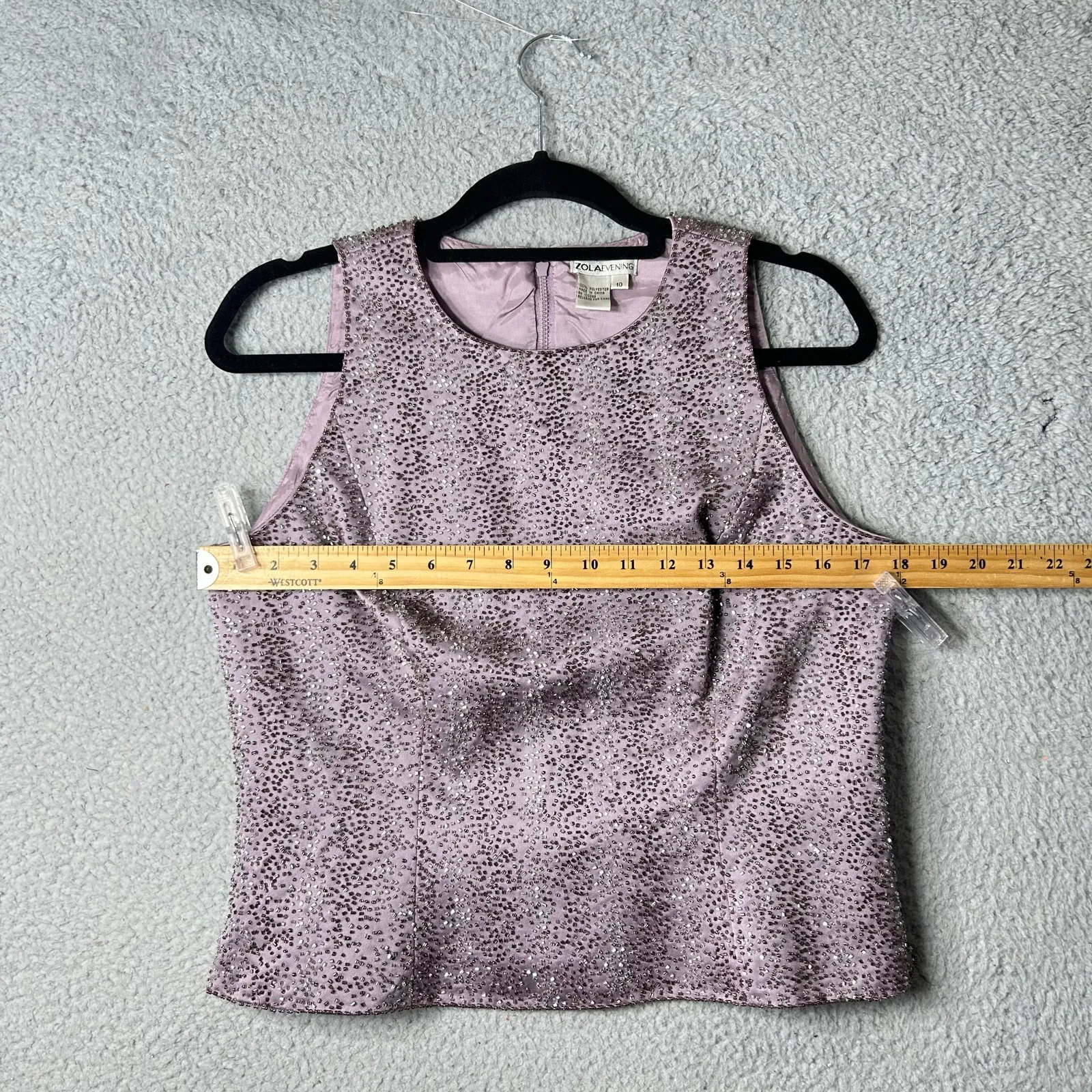 ZOLA EVENING Top Womens 10 Purple Lilac Sleeveless Sequin Top Wedding Dressy‎ - Image 4