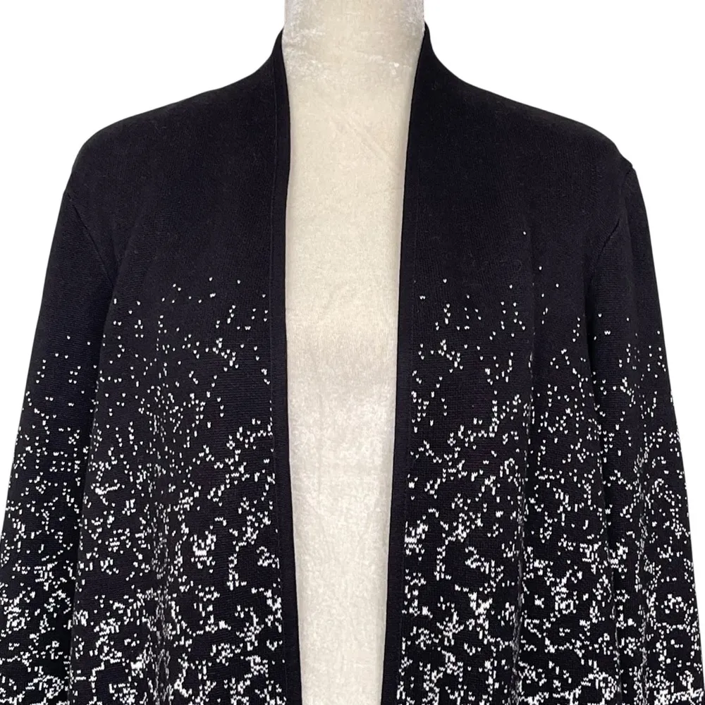 Chico's Manhattan Ombré Cheetah Fringe Jacket Women’s Size 2 Regular Size L-12 - Image 2