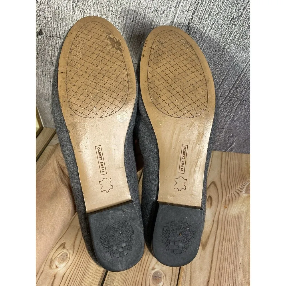 Vince Camuto  VP Lilliana  Gray Wool Leather Sole Flats Women's Size9B-Medium - Image 7