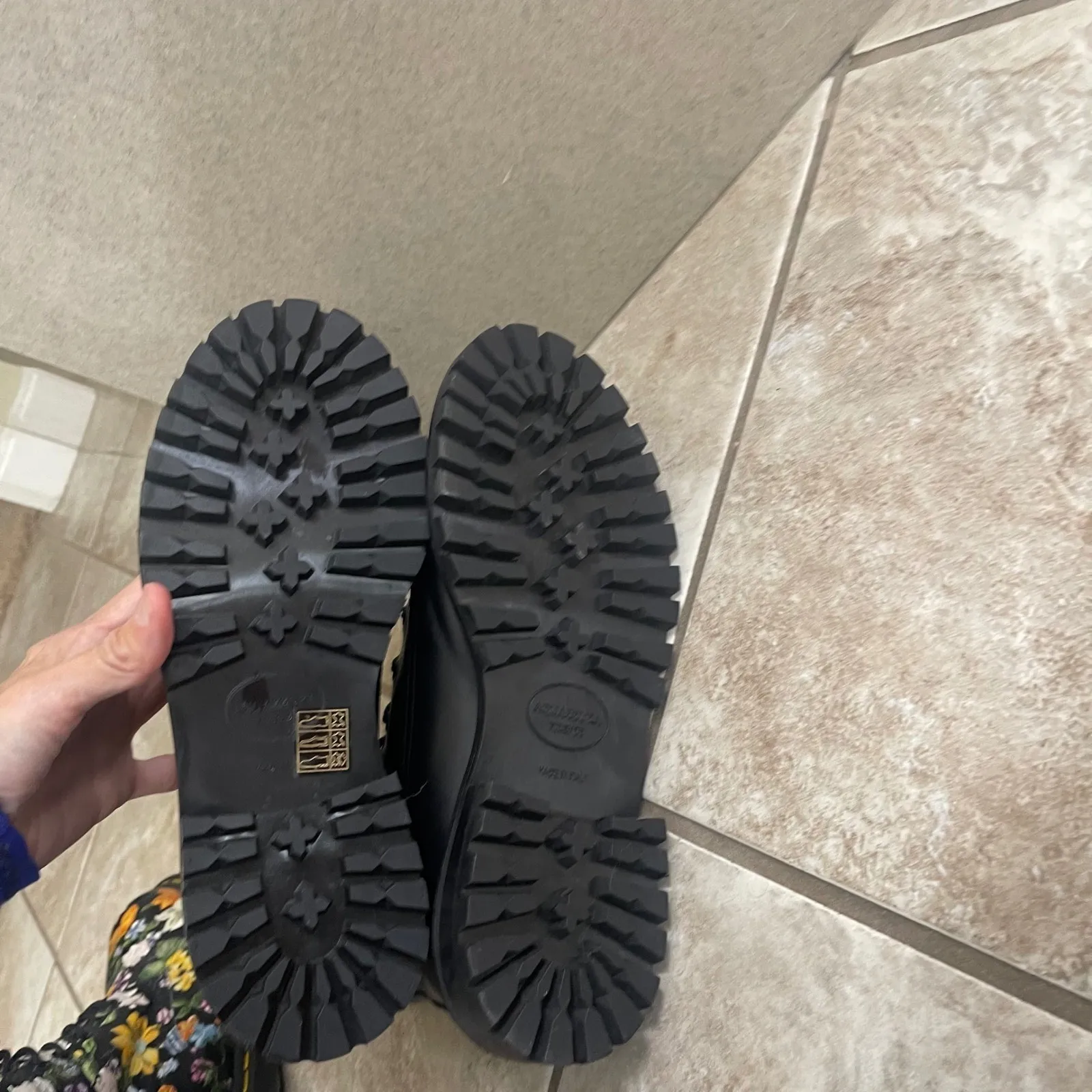 Aquazzura kicks Firenze Black Leather Combat Boots Lug Sole Women Size 6.5/36.5 - Image 10