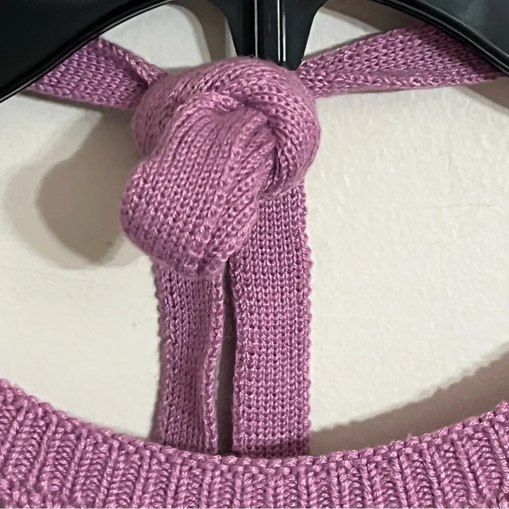 Ultra Flirt Crochet Knit‎ Tie Halter Neck Dress Junior Size XL Pink Purple Color - Image 4