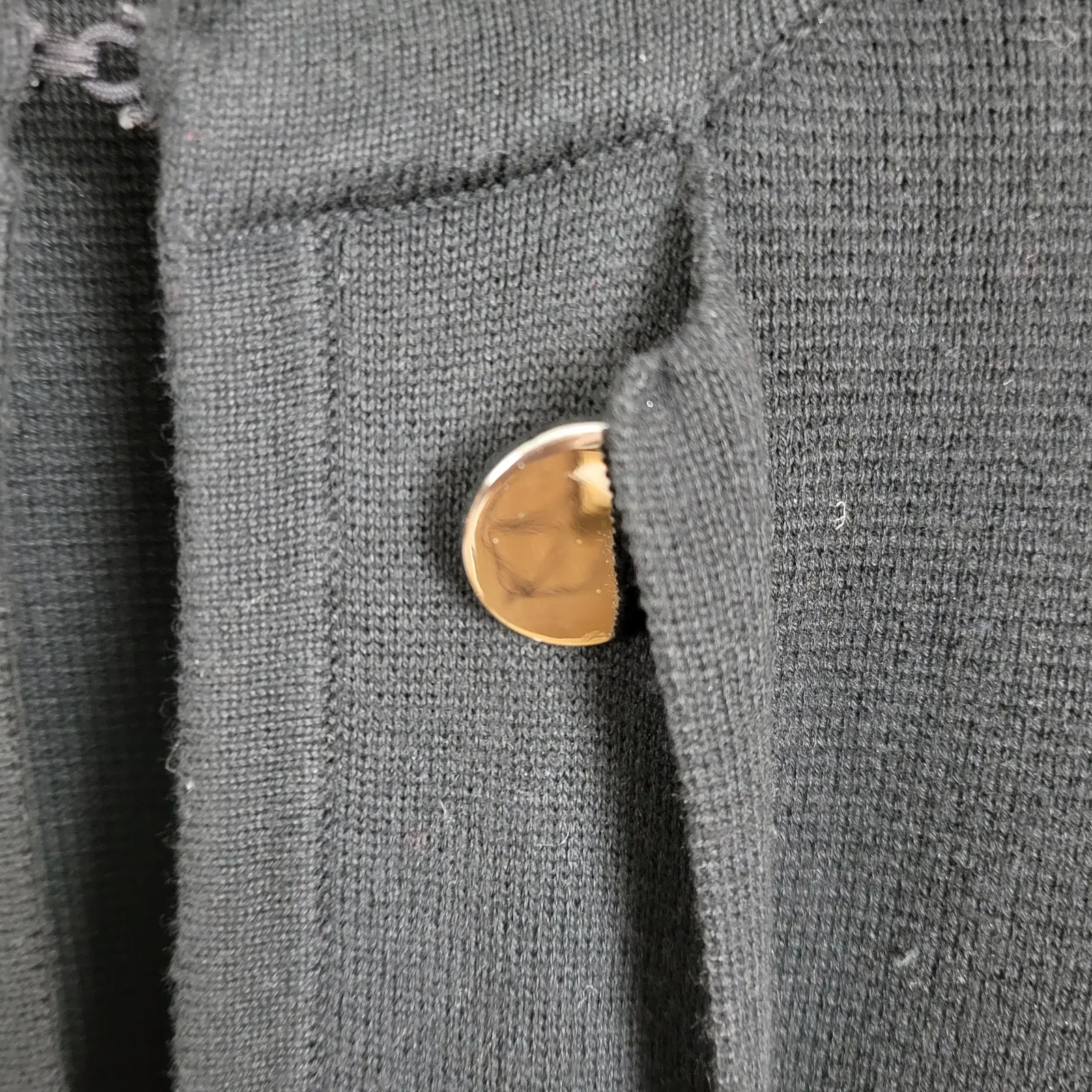 Chico's  Womens Jacket Size 2 Black Large Silver Button Down‎ Double Breasted - Image 5