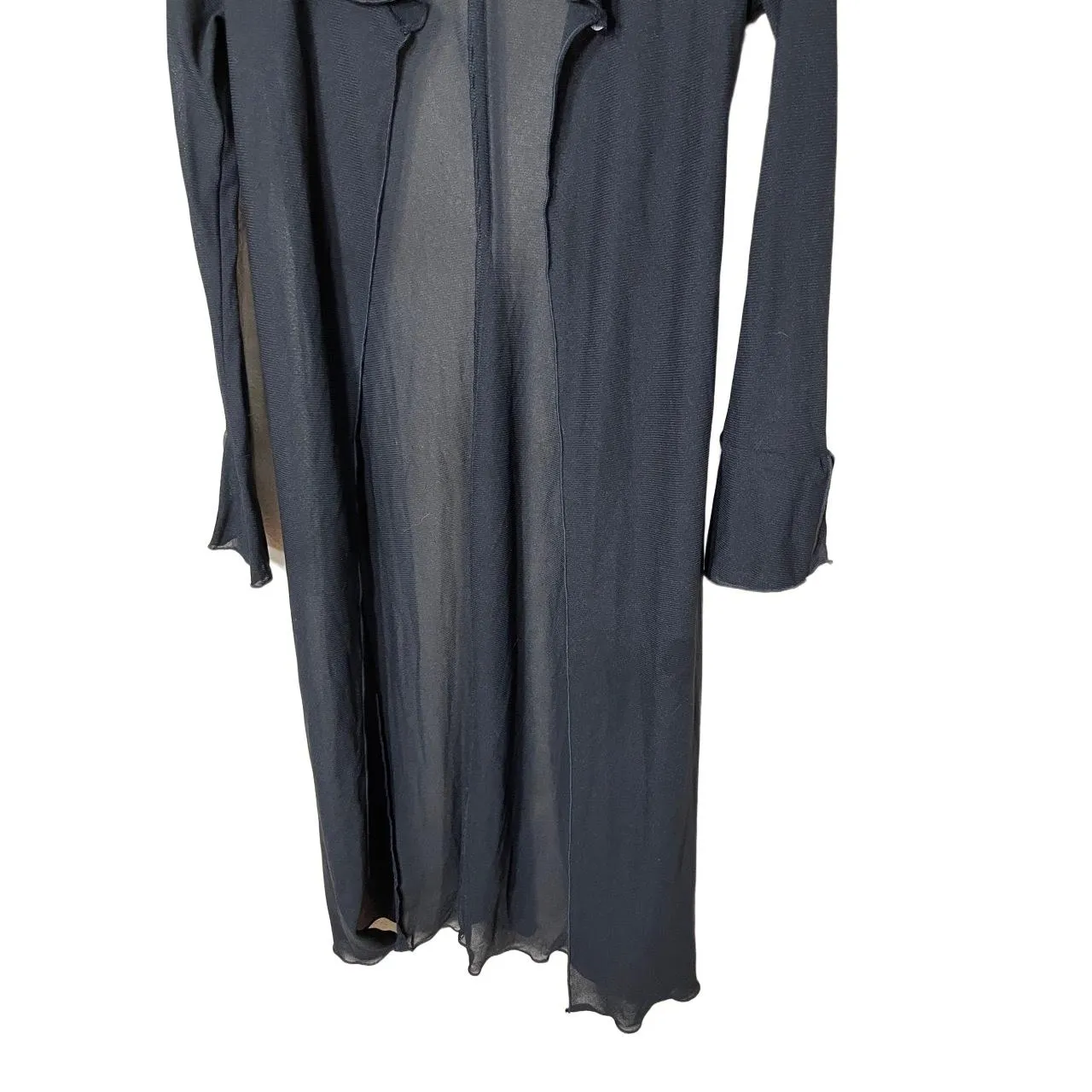 Ruby‎ Rox Cardigan Womens Size Small Black Sheer Open Front Wavy Hem Vintage Y2K - Image 3