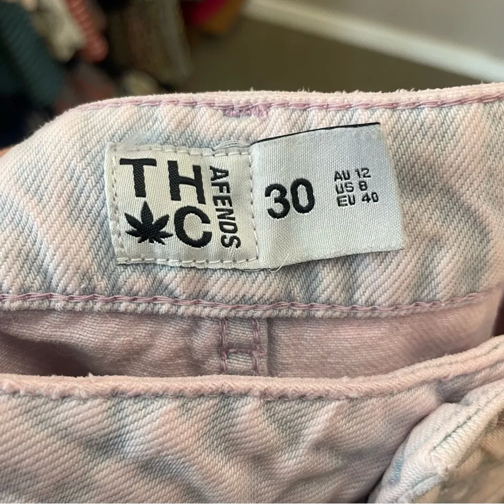 Afends THC Gigi hemp pink dye wide leg jeans high rise Size 30 - Image 11